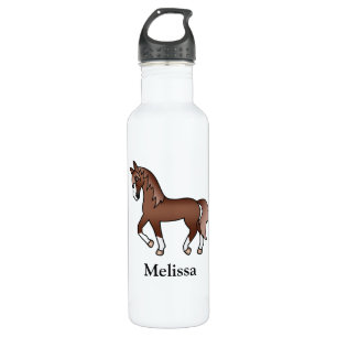 Garrafa Chestnut Cartoon Troton Horse & Nome Personalizado