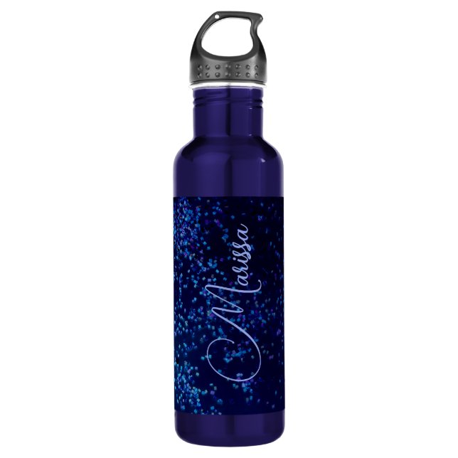 Garrafa Chic Fun Personalizado Midnite Blue Confetti (Frente)