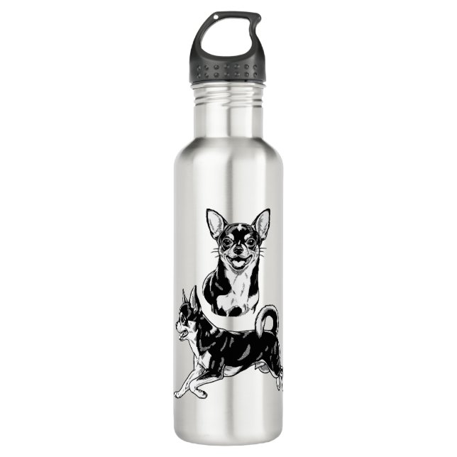 Garrafa Chihuahua Lover's Delight Dynamic Duo in Black (Frente)