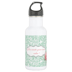 Garrafa Chique damasco elegante, rosas, mensagem motivacio