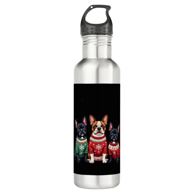 Garrafa Christmas French Bulldogs Xmas Frenchie Dog 4 (Frente)