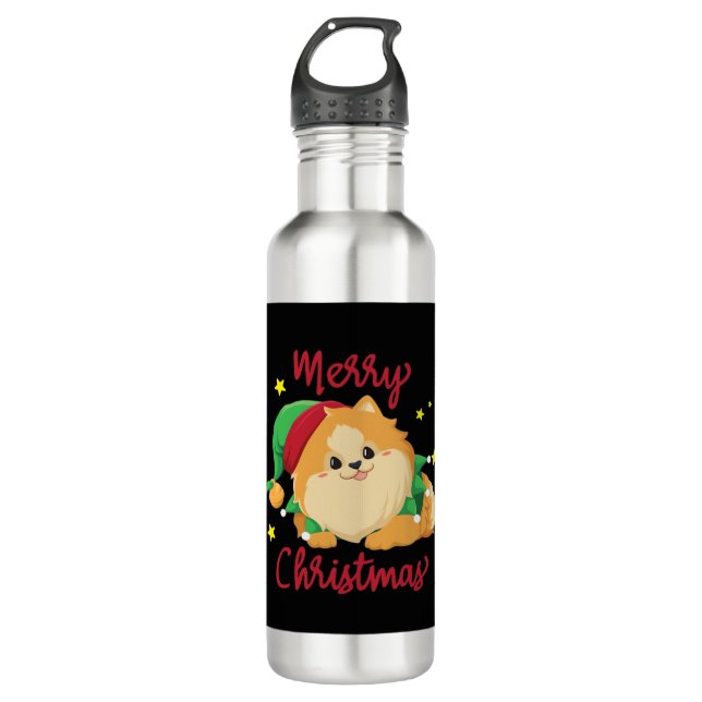 Garrafa Christmas Pomeranian Merry Xmas Essential T-Shirt (Frente)