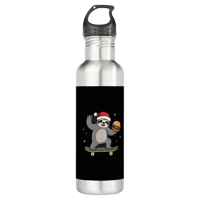 Garrafa CHRISTMAS SLOTH Funny Christmas Skateboard Sloth ( (Frente)