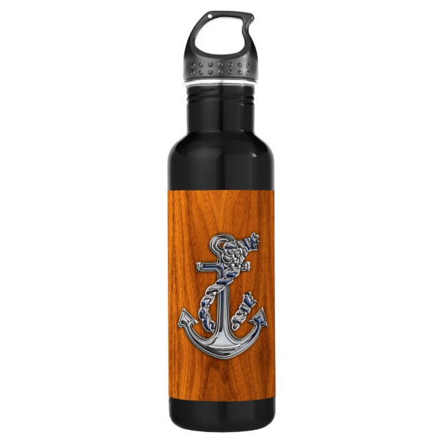 Garrafa Chrome Rope Anchor em Teak Veneer (Frente)