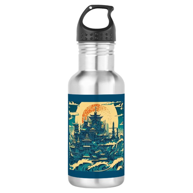 Garrafa Cidade de Atlântida 2 - Estilo Woodblock (Frente)