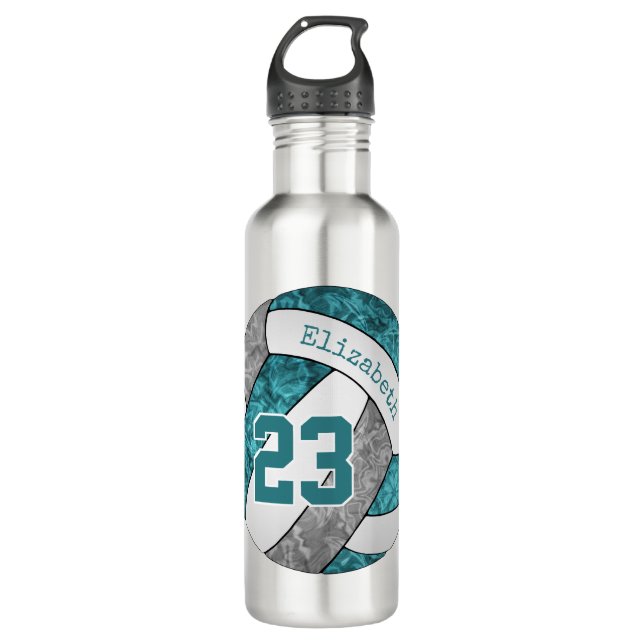 Garrafa cinza branca de vôlei da teia número do nome (Frente)