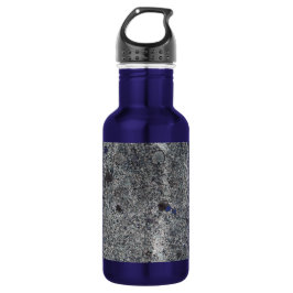 Garrafa Cinzas do granito com detalhes e texto azuis