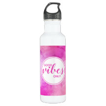 Citação de Vibrações Positivas em Aquarela Rosa Ab