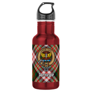 Garrafa Clan Carnegie Crest sobre o Vestido Tartan