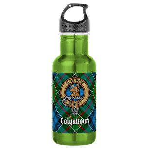 Garrafa Clan Colquhoun Crest sobre Tartan