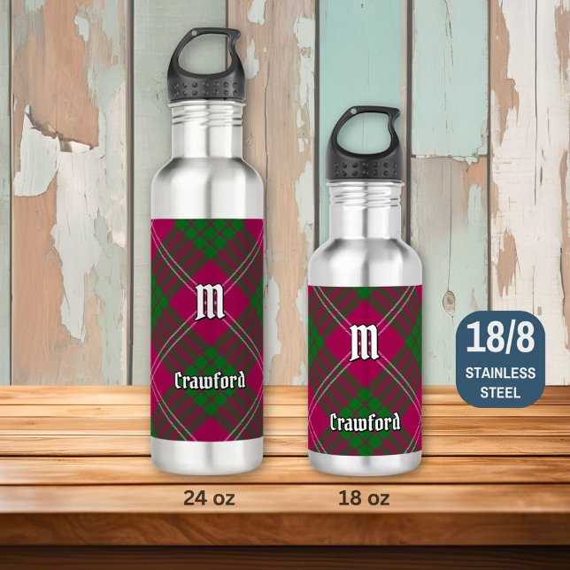 Garrafa Clan Crawford Tartan Stainless Steel Water Bottle (Criador carregado)