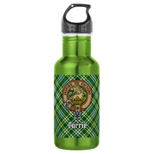 Garrafa Clan Currie Lion Crest sobre Tartan