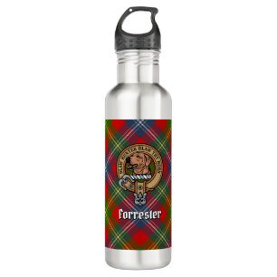 Garrafa Clan Forrester Crest sobre Tartan