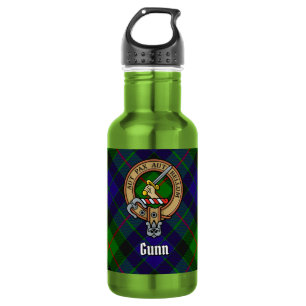 Garrafa Clan Gunn Crest sobre Tartan