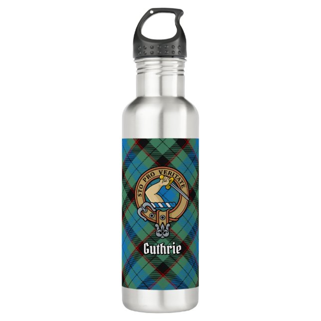 Garrafa Clan Guthrie Crest sobre Tartan (Frente)