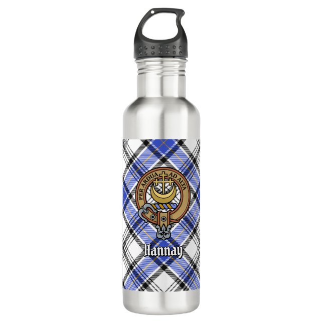 Garrafa Clan Hannay Crest sobre Tartan (Frente)
