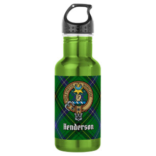 Garrafa Clan Henderson Crest sobre Tartan
