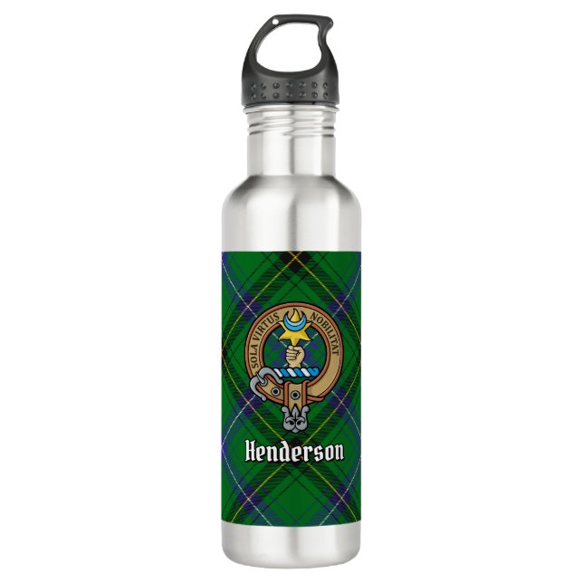 Garrafa Clan Henderson Crest sobre Tartan (Frente)