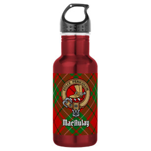 Garrafa Clan MacAulay Crest sobre Tartan