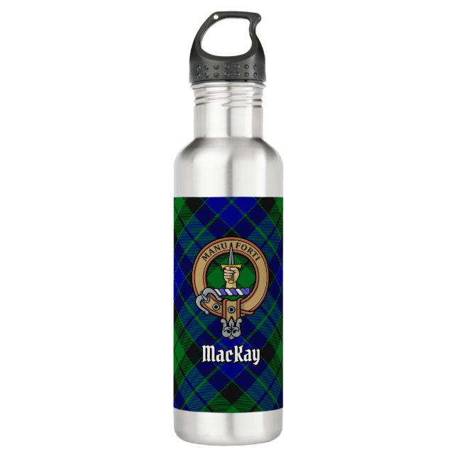 Garrafa Clan MacKay Crest sobre Tartan (Frente)