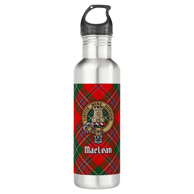 Garrafa Clan MacLean Crest sobre Tartan (Frente)