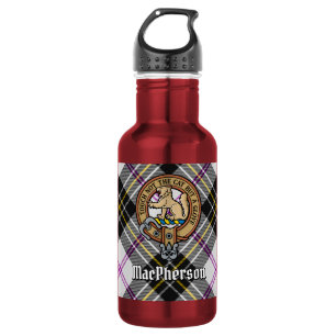 Garrafa Clan MacPherson Crest sobre o Vestido Tartan