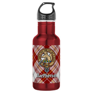 Garrafa Clan MacPherson Crest sobre Red Dress Tartan