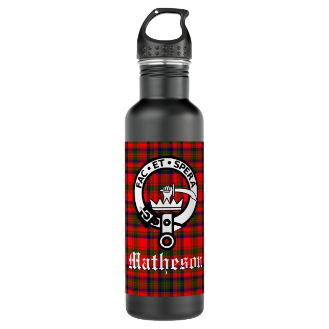 Garrafa Clan Matheson Crest Crachá e Tartan (Frente)