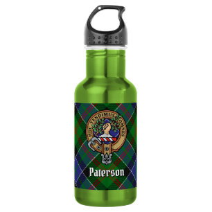 Garrafa Clan Paterson Crest sobre Tartan