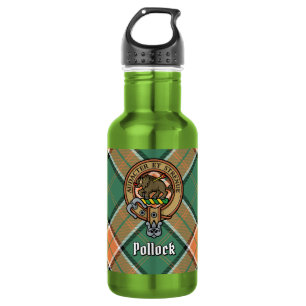 Garrafa Clan Pollock Crest sobre Tartan