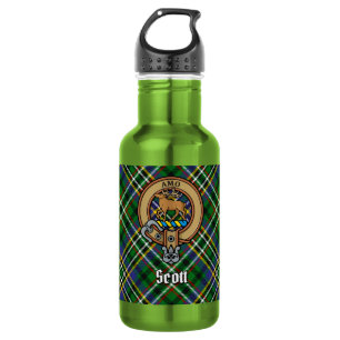 Garrafa Clan Scott Crest sobre Green Tartan