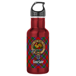 Garrafa Clan Sinclair Crest sobre o Red Tartan