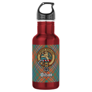 Garrafa Clan Wilson Crest sobre o Antigo Tartan