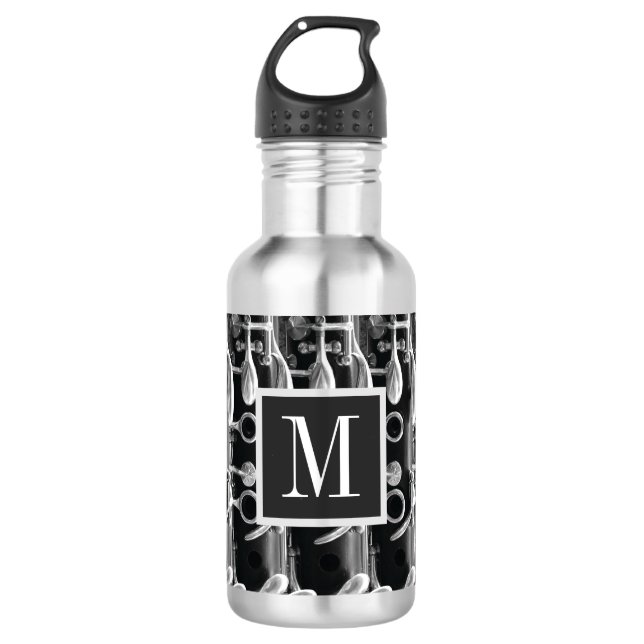 Garrafa Clarinet de Monograma Vermelho, Preto e Branco (Frente)