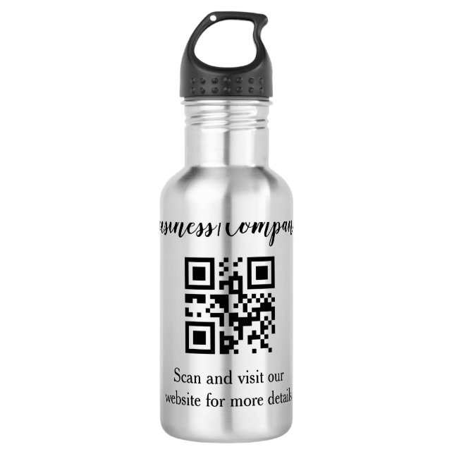 Garrafa Código de barras QR add name do site da empresa co (Frente)
