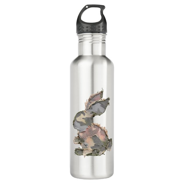 Garrafa Coelho Engraçado Crochê Patchwork Camuflagem Coelh (Frente)