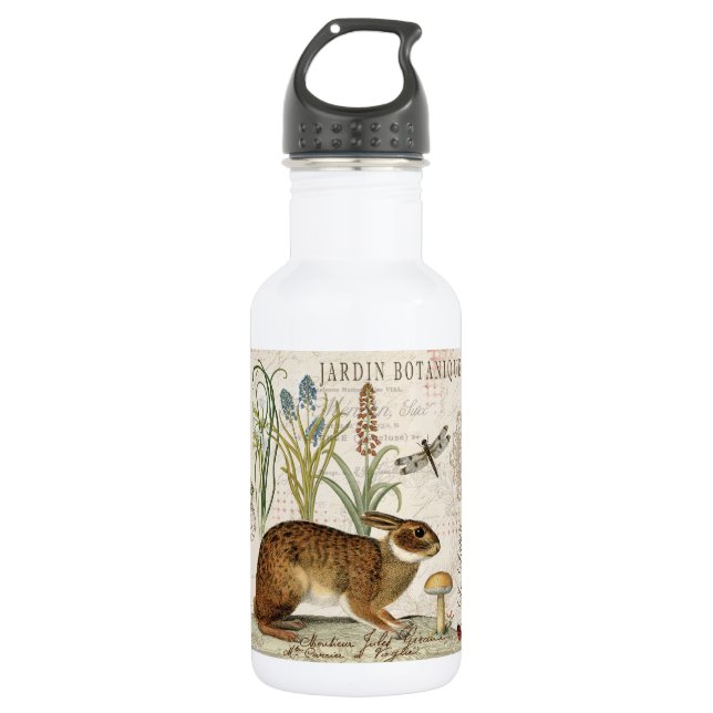 Garrafa coelho francês vintage moderno no jardim (Frente)