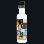 Garrafa Colagem de Fotos da Família de Bloqueios de Cor Mo<br><div class="desc">Esta garrafa de água de colagem de fotos personalizada apresenta blocos de cor de na moda e tipografia com um tema de cor verde-amarelo, rosa e verde-branco. Substitua essas 4 fotos em colagens com a sua e personalize o texto com seu nome de família e suas iniciais. Mais designs disponíveis...</div>