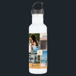 Garrafa Colagem de Fotos da Família de Bloqueios de Cor Mo<br><div class="desc">Esta garrafa de água de colagem de fotos personalizada apresenta blocos de cor de na moda e tipografia com um tema de cor verde-amarelo, rosa e verde-branco. Substitua essas 4 fotos em colagens com a sua e personalize o texto com seu nome de família e suas iniciais. Mais designs disponíveis...</div>