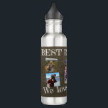 Garrafa Colagem fotográfica que amamos seu Dia de os pais<br><div class="desc">O melhor pai de sempre ousada tipografia branca em garrafas de água de quadro verde escuro personalizadas para guardar Dia de os pais ou presente de aniversário para o pai com as suas 5 fotos,  o seu texto e a sua assinatura.</div>