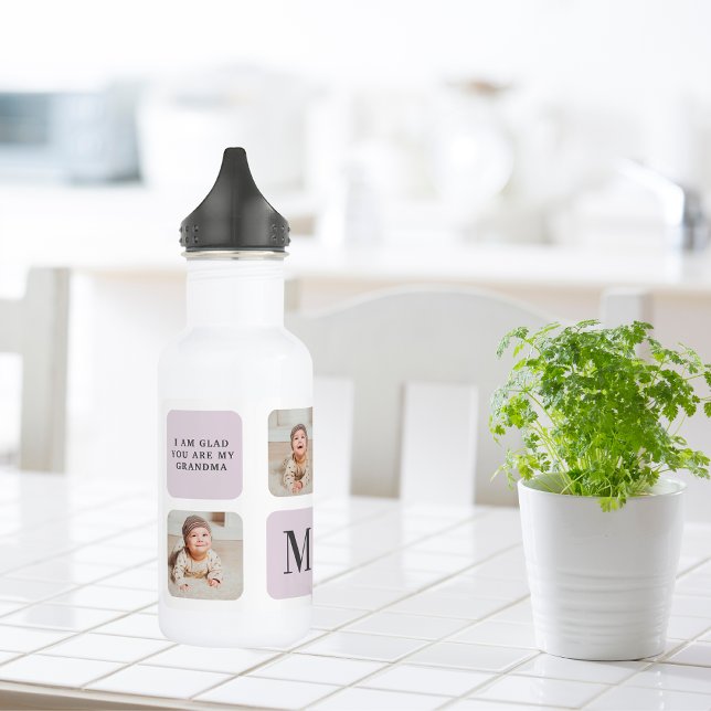 Garrafa Collage Photo & Best Avó Ever Best Purple Gift (Criador carregado)