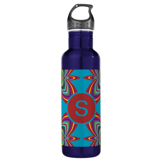 Garrafa Colorful Psychedelic Geometric Pattern Monogram (Frente)