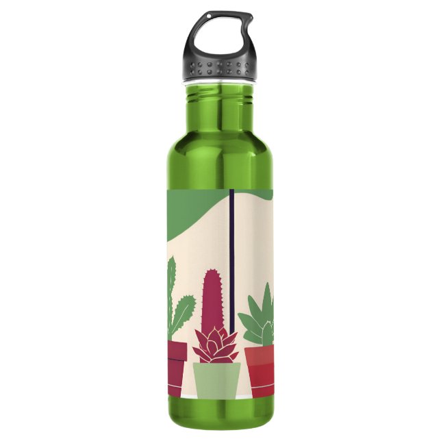 Garrafa Coloridos e cactus suculentos (Frente)