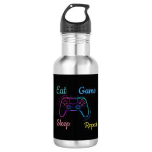 Garrafa Coma Jogo Dormir Repetir Neon Gamer Tipografia P