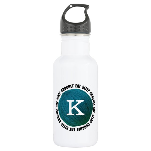 Garrafa Comer Crochet do Sono Monograma do Fio (Frente)