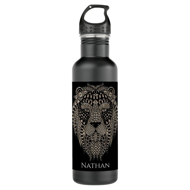 Garrafa Cool Tribal Metallic Lion Head Personalised (Frente)