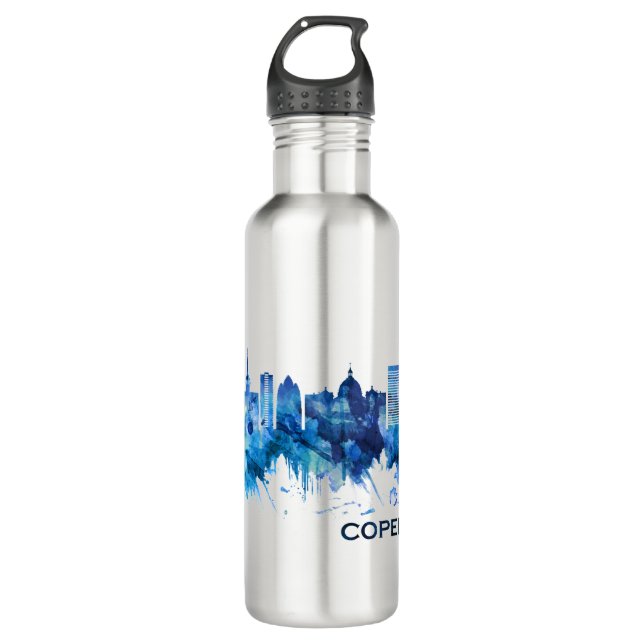 Garrafa Copenhaga Dinamarca Skyline Blue (Frente)