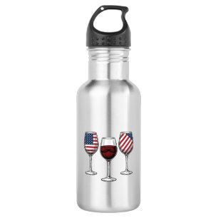 Garrafa Copos de Vinho Patrióticos Design de Camisa Vetori