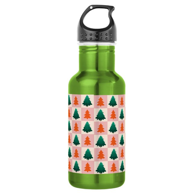 Garrafa Cor d'água verde vermelha Padrão de árvore de Nata (Frente)