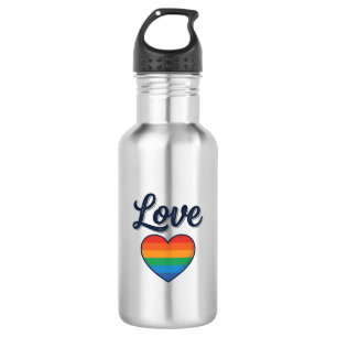 Garrafa Coração Arco-íris de Amor Orgulho Camisa Desenho V